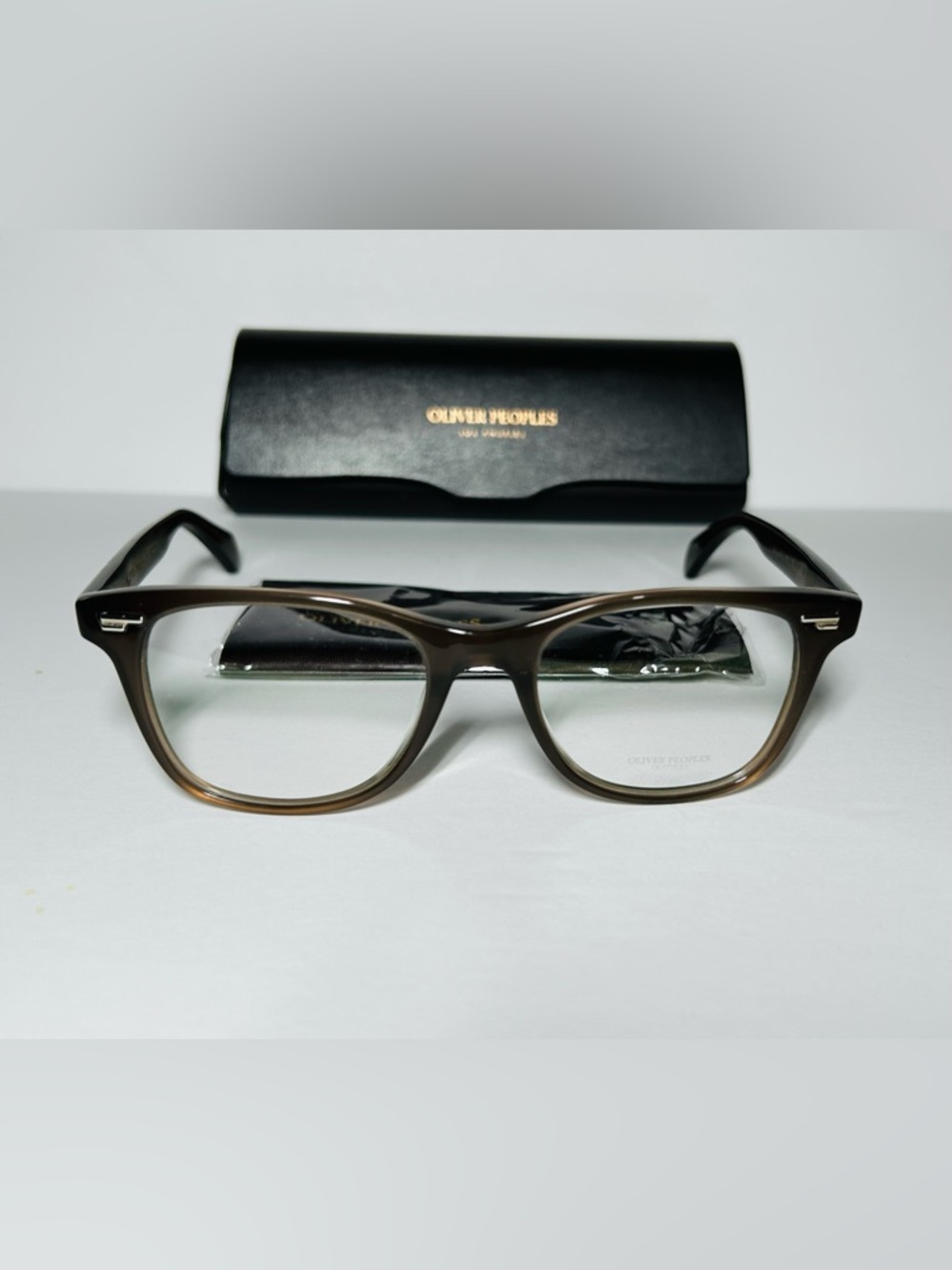 Oliver Peoples Olive Brown Round-Edge Optical Glasses